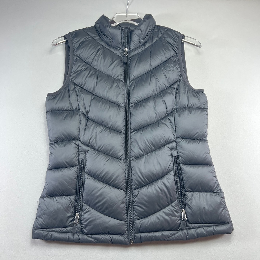 Charter Club Packable Hooded Puffer Vest Women Small Black Nylon Full Zip Winter